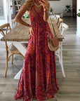 Robe Maxi Bohème Femme en Tissu Léger – Silhouette Fluide Taille Haute à Col V