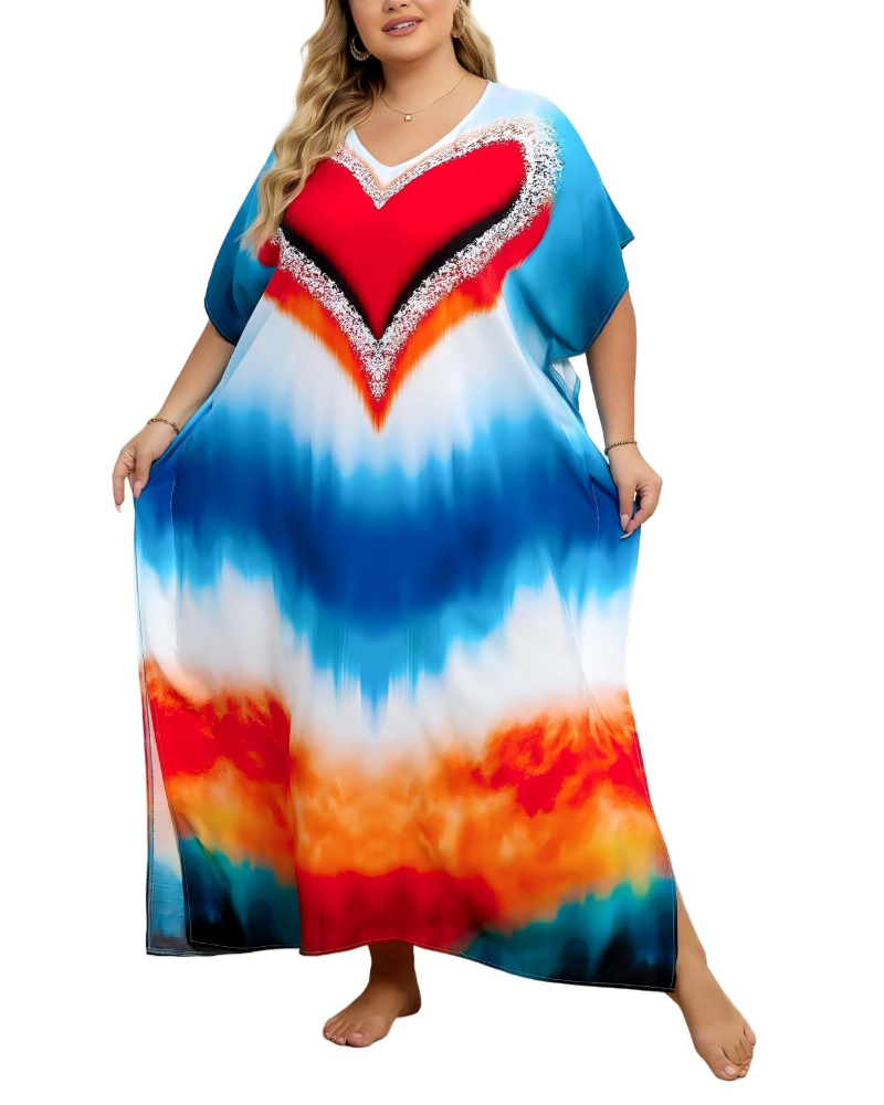 Olive Kaftan Femme Grande Taille – Robe Maxi Plage Fluide, Coupe Ample & Style Bohème