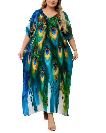 Olive Kaftan Femme Grande Taille – Robe Maxi Plage Fluide, Coupe Ample & Style Bohème