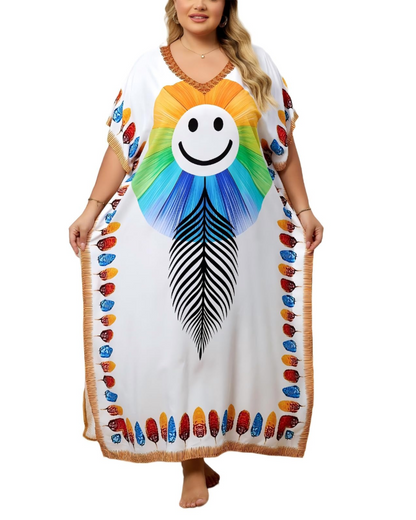 Olive Kaftan Femme Grande Taille – Robe Maxi Plage Fluide, Coupe Ample & Style Bohème