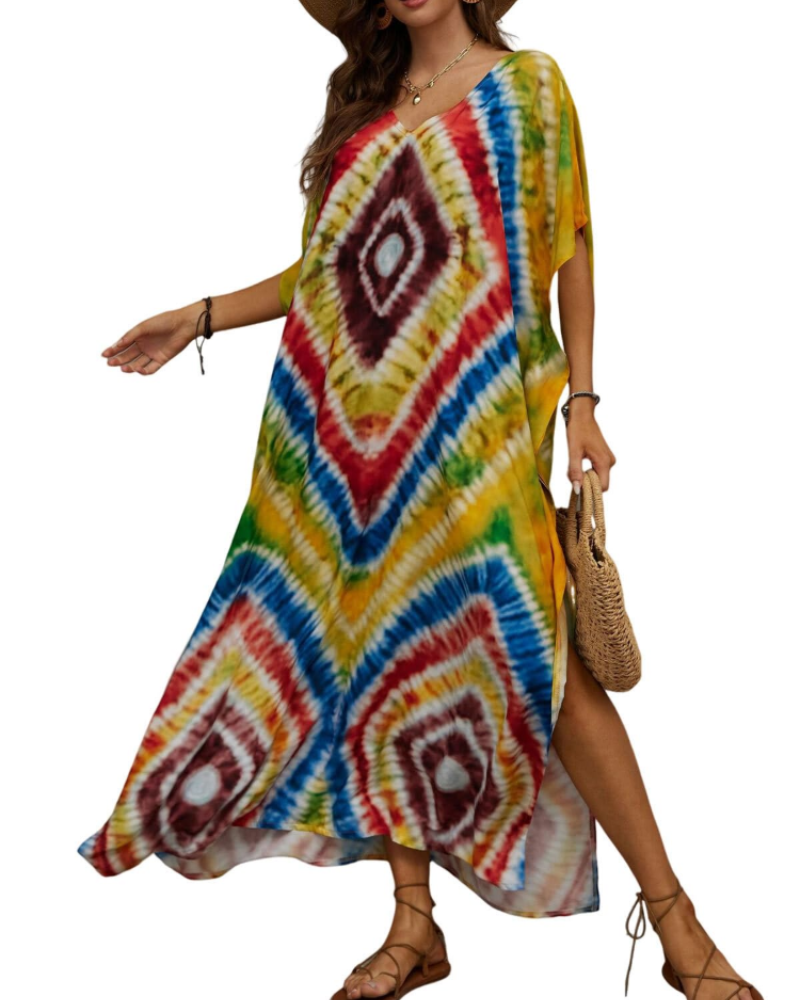 Olive Kaftan Femme Grande Taille – Robe Maxi Plage Fluide, Coupe Ample & Style Bohème