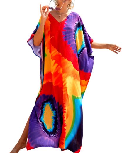 Olive Kaftan Femme Grande Taille – Robe Maxi Plage Fluide, Coupe Ample & Style Bohème