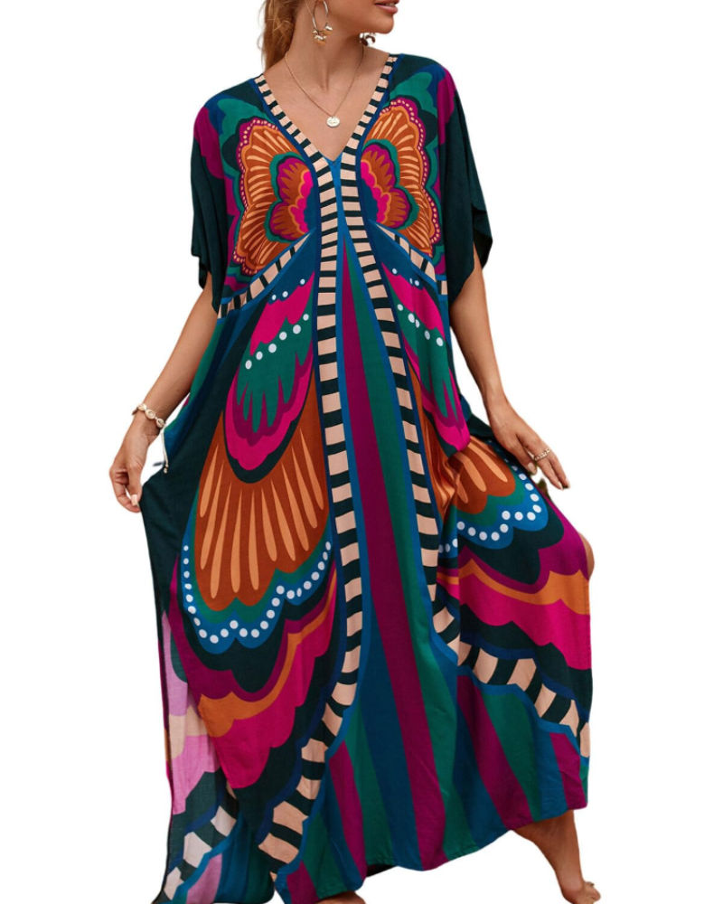 Olive Kaftan Femme Grande Taille – Robe Maxi Plage Fluide, Coupe Ample & Style Bohème