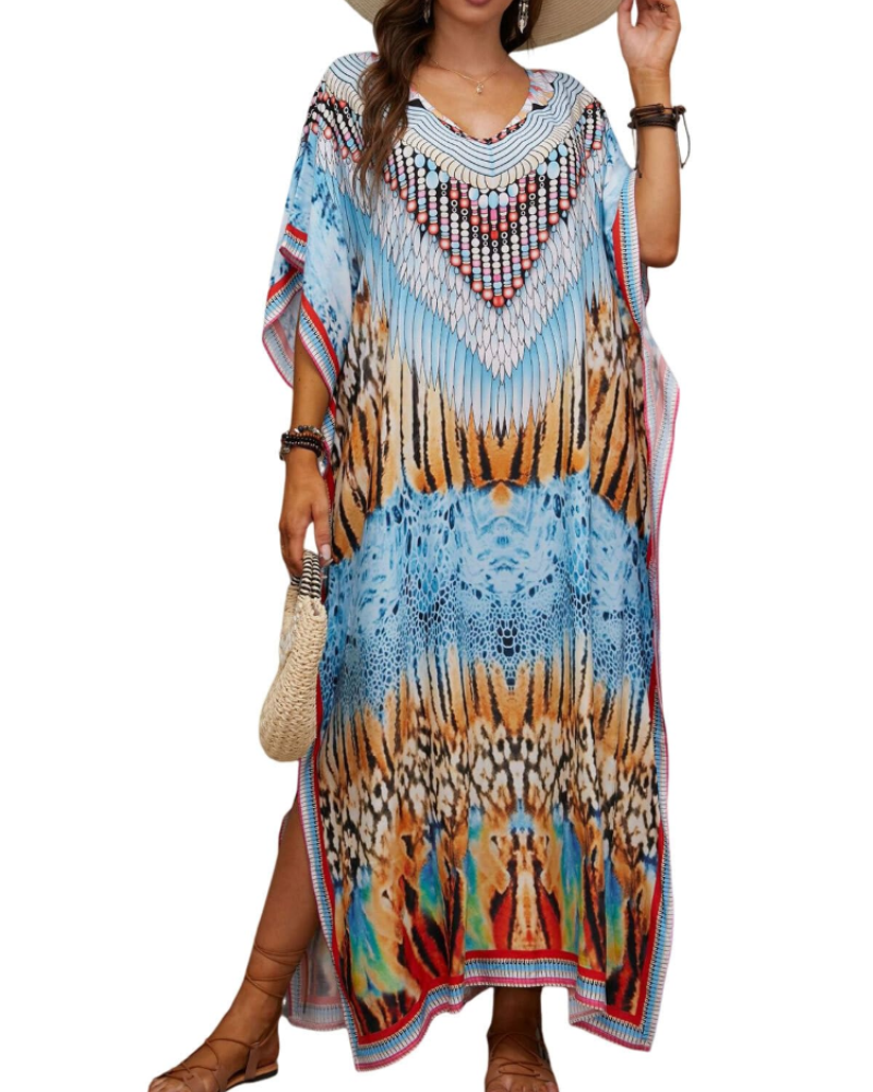 Olive Kaftan Femme Grande Taille – Robe Maxi Plage Fluide, Coupe Ample & Style Bohème