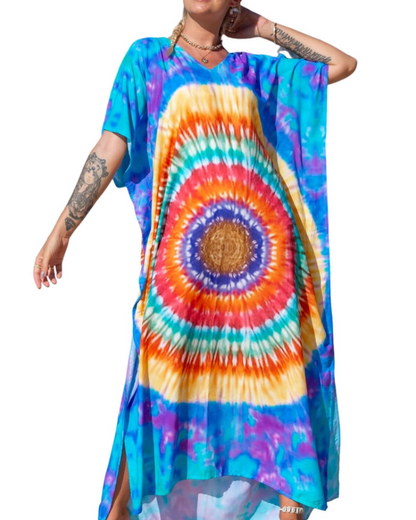Olive Kaftan Femme Grande Taille – Robe Maxi Plage Fluide, Coupe Ample & Style Bohème