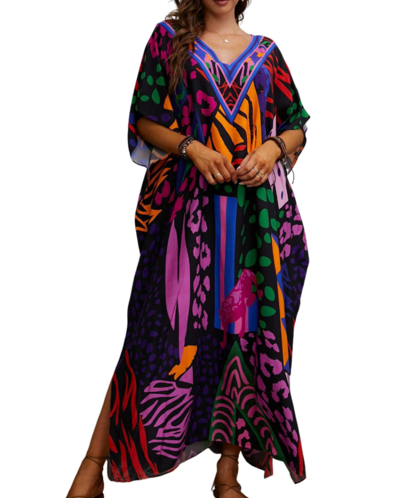 Olive Kaftan Femme Grande Taille – Robe Maxi Plage Fluide, Coupe Ample & Style Bohème