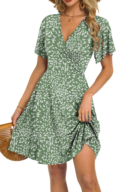Robe Mini Femme en tissu léger, col V, coupe fluide – Menvelo