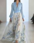 Robe Maxi Fleurie Femme – Col V Taille Ajustée