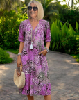 Robe midi femme légère – col V coupe décontractée