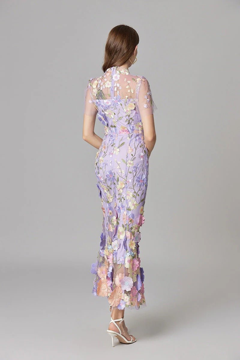 Phoebe | Robe maxi sans manches pour femme avec appliqué floral