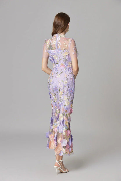 Phoebe | Robe maxi sans manches pour femme avec appliqué floral