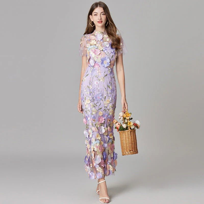 Phoebe | Robe maxi sans manches pour femme avec appliqué floral