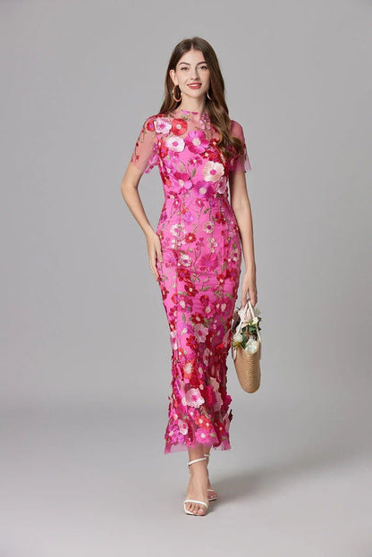 Phoebe | Robe maxi sans manches pour femme avec appliqué floral