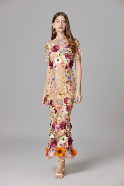 Phoebe | Robe maxi sans manches pour femme avec appliqué floral