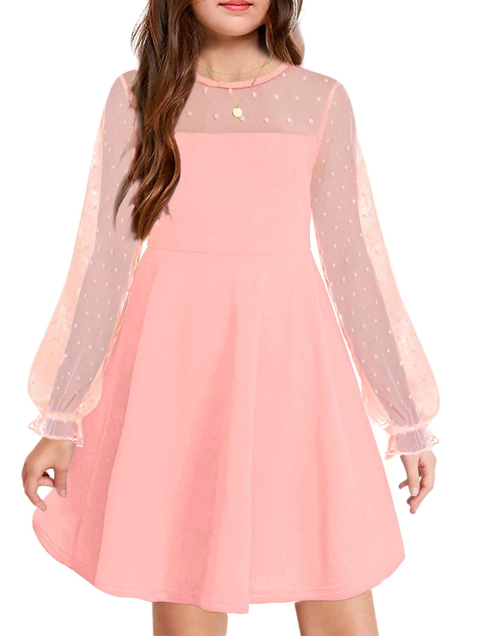 Robe Midi Femme en tissu léger, manches longues, coupe fluide – Menvelo
