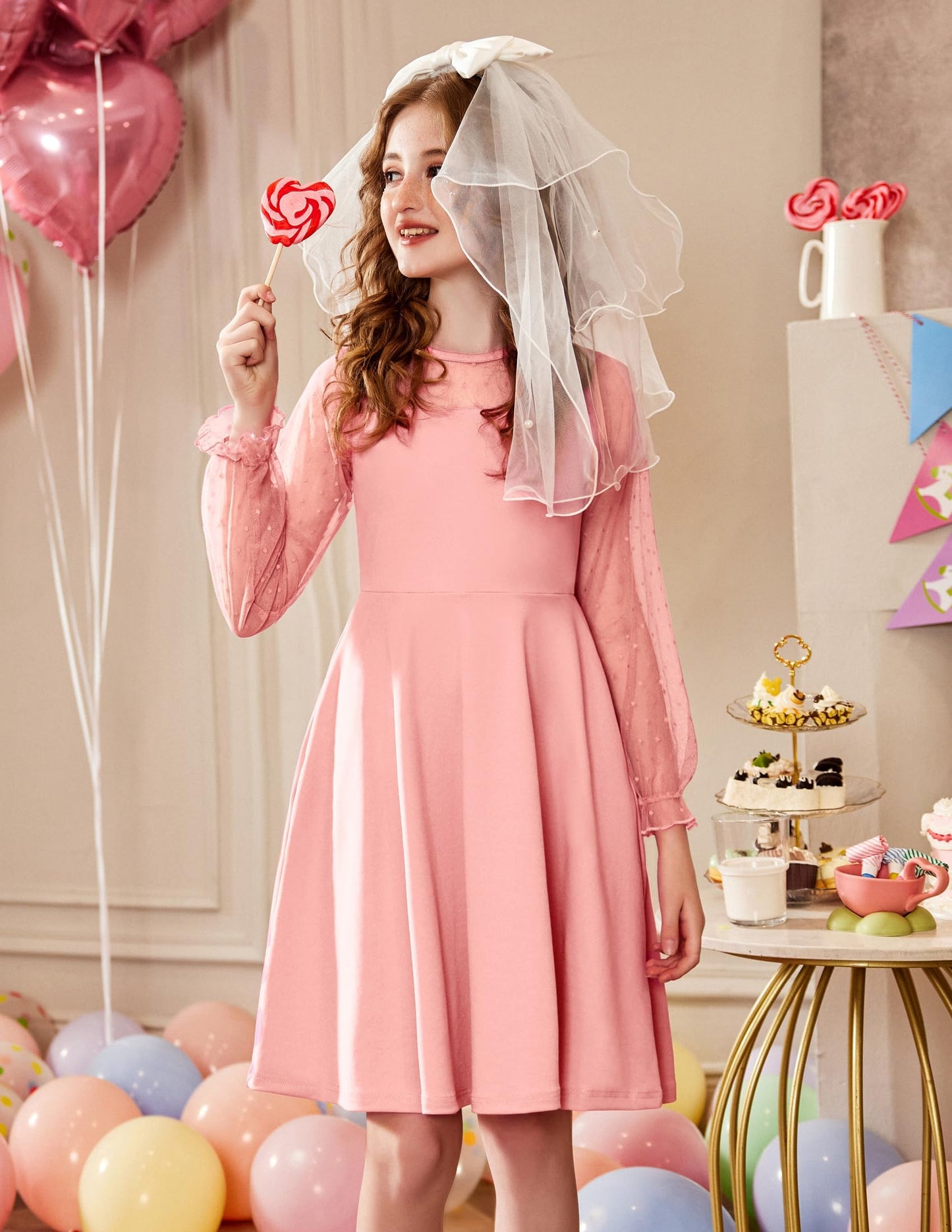 Robe Midi Femme en tissu léger, manches longues, coupe fluide – Menvelo