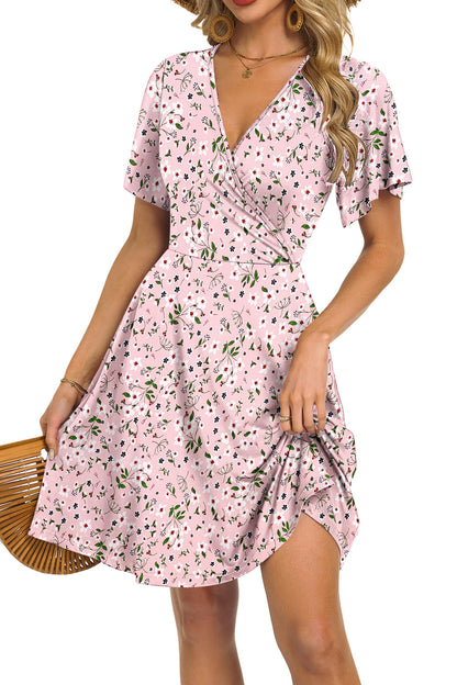 Robe Mini Femme en tissu léger, col V, coupe fluide – Menvelo