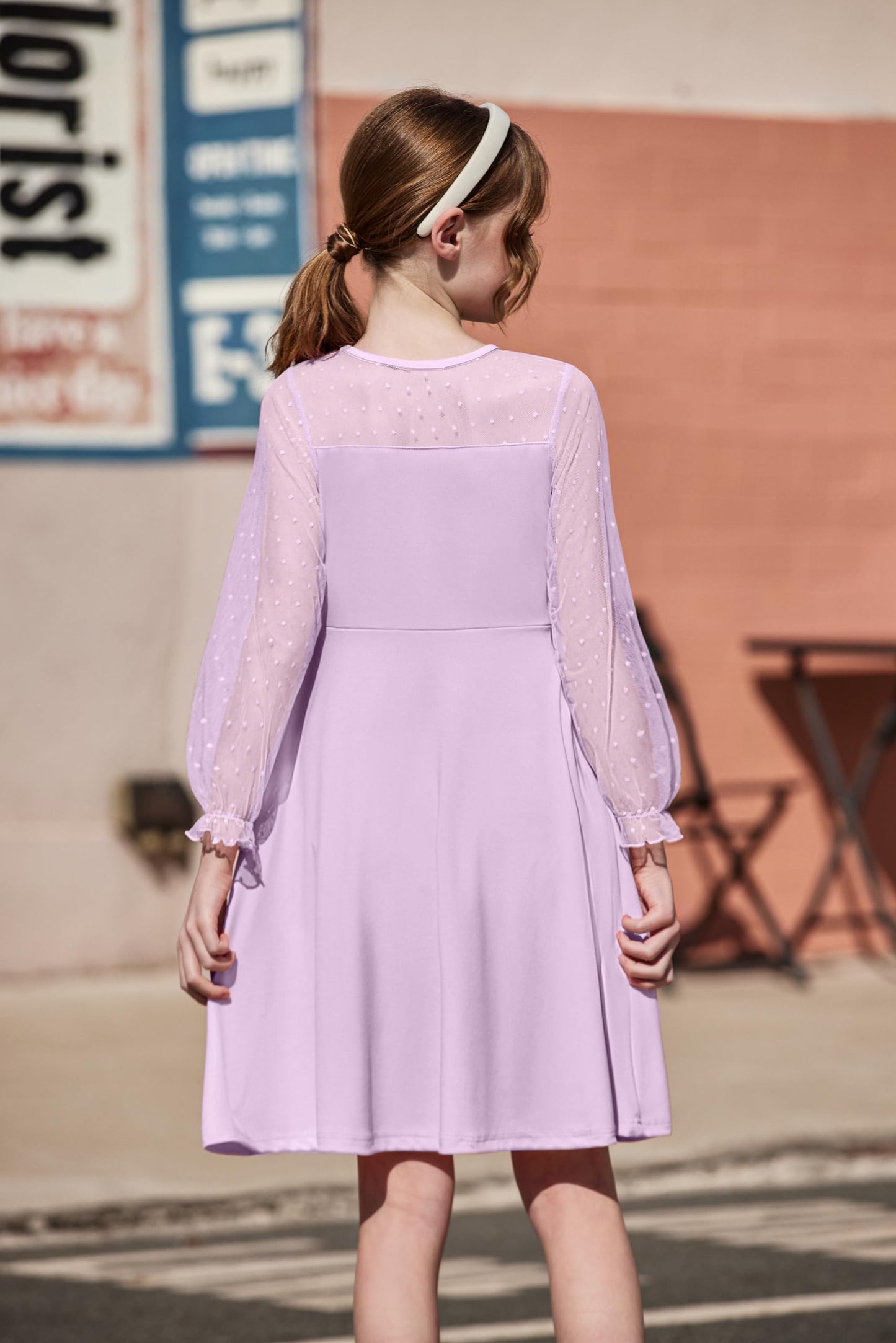 Robe Midi Femme en tissu léger, manches longues, coupe fluide – Menvelo