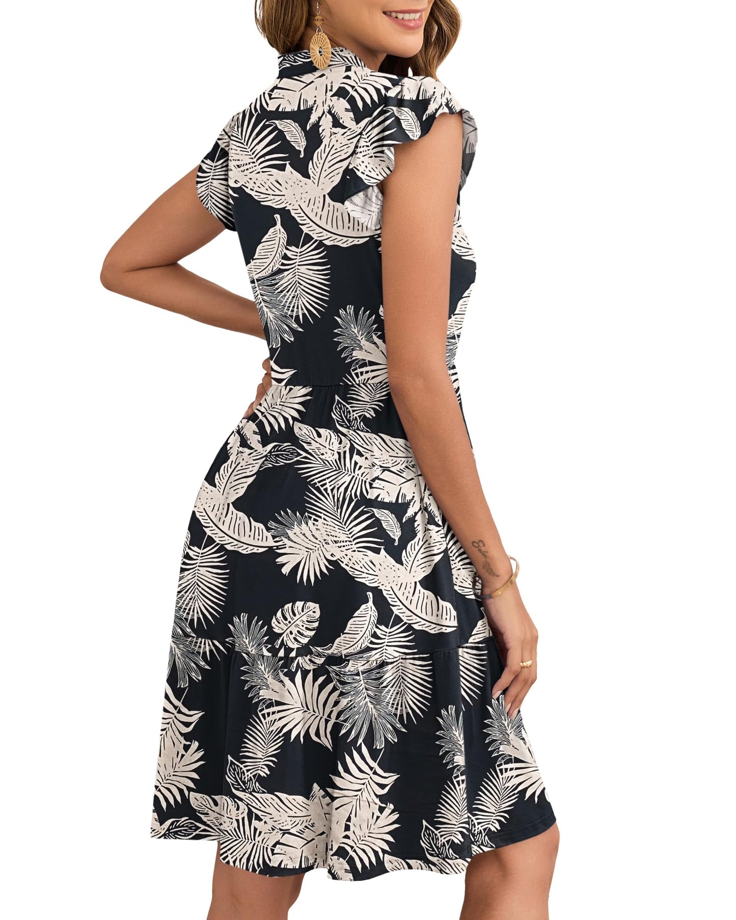 Robe Midi Femme en stretch, col V, coupe fluide – Menvelo