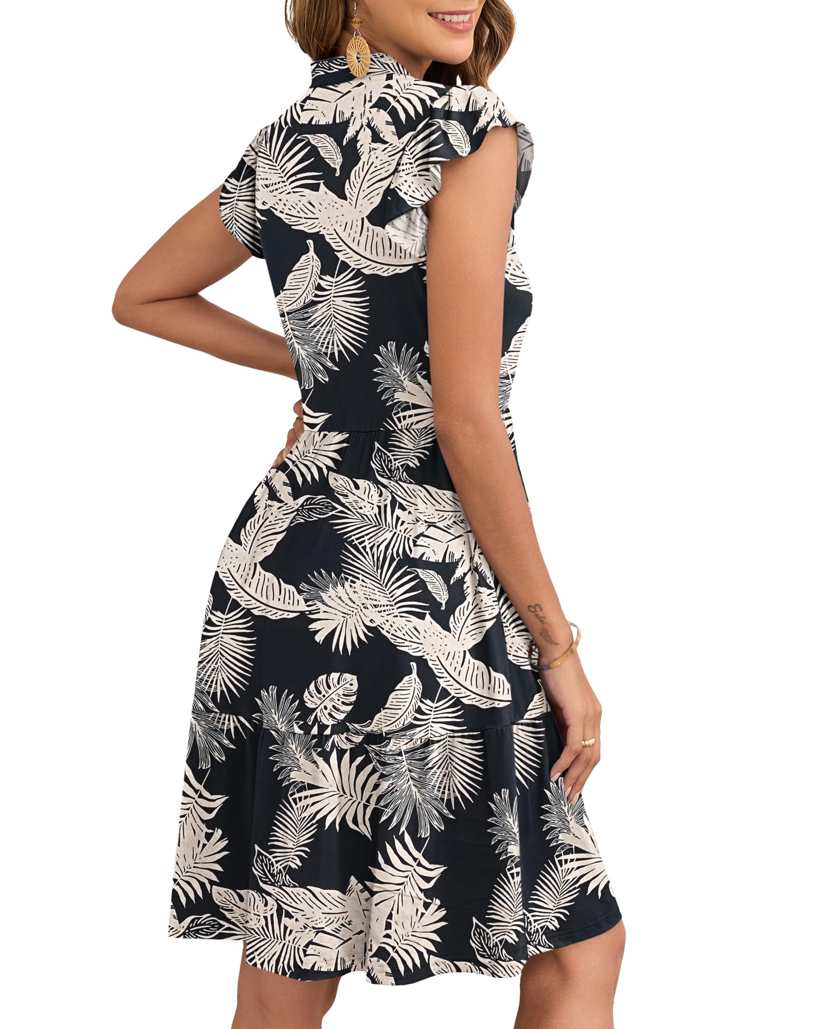 Robe Midi Femme en stretch, col V, coupe fluide – Menvelo