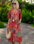 Robe midi femme légère – col V coupe décontractée