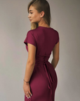 Robe Maxi Femme Encolure Asymétrique – Dos à Lacets Coupe Slim