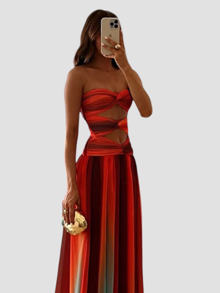 Robe longue dos nu femme en satin – laçage