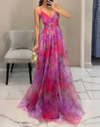 Robe maxi femme en mesh floral – Buste ajusté jupe fluide