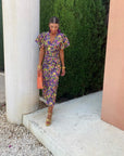 Robe Midi Légère à Manches Bouffantes pour Femme – Col V Coupe Ajustée