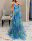 Robe maxi femme en mesh floral – Buste ajusté jupe fluide