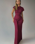 Robe Maxi Femme Encolure Asymétrique – Dos à Lacets Coupe Slim