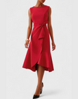 Robe Midi Structurée Sans Manches pour Femme – Col Rond Ourlet Évasé Ajusté
