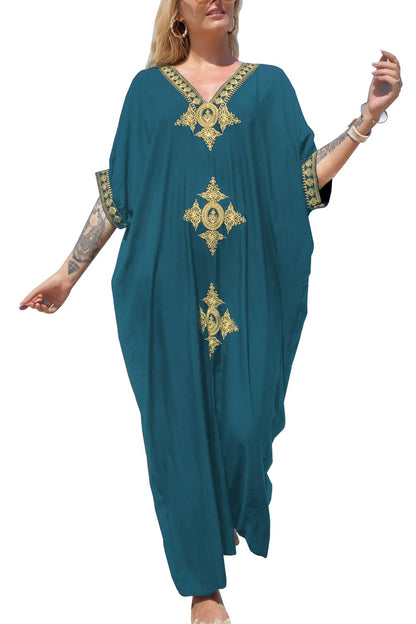 Eugenia Kimono Femme – Robe Plage Longue Ample, Col V & Manches Amples Cover-Up Été