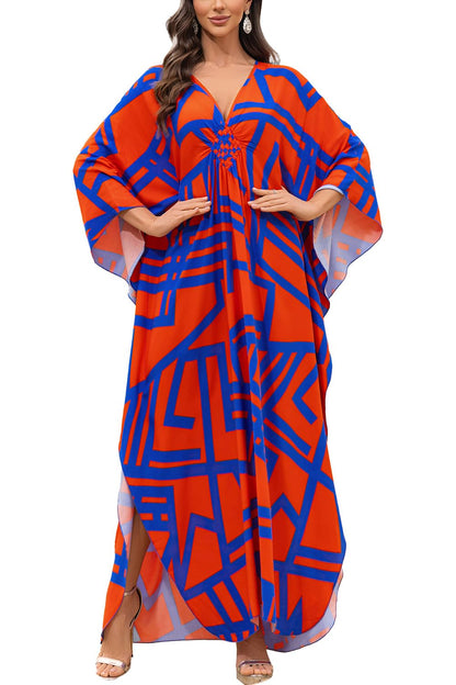 Eugenia Kimono Femme – Robe Plage Longue Ample, Col V & Manches Amples Cover-Up Été