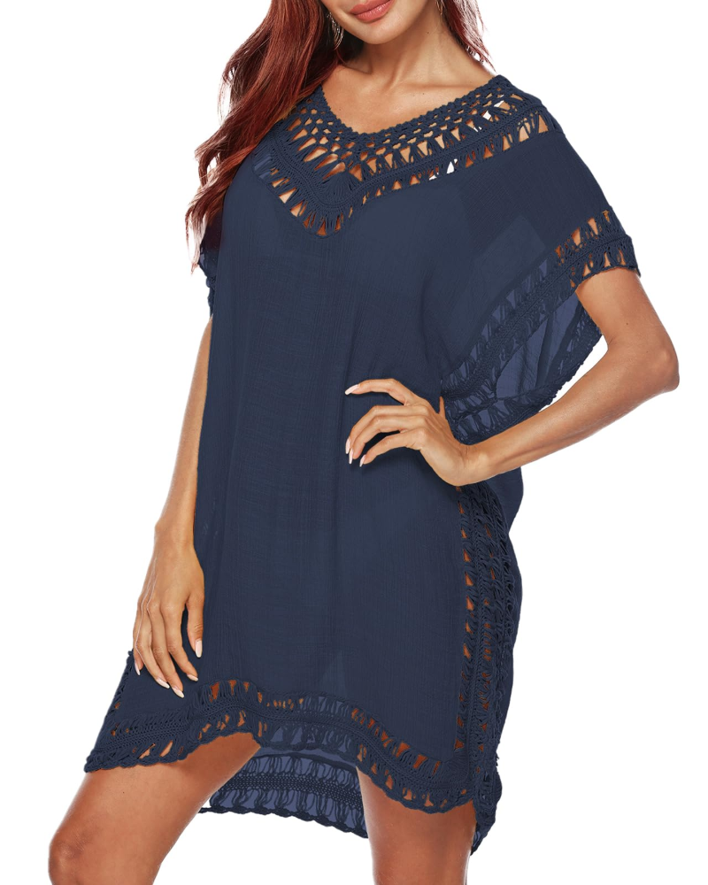Robe Mini Femme en tissu léger, col V, coupe fluide – Menvelo