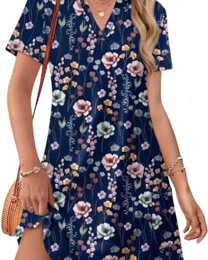 Sherry Robe Femme Été – Robe Midi Col V Élégante, Coupe Fluide Bohème pour Vacances & Mariage