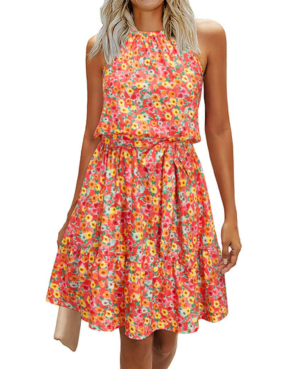 Robe Midi Femme en tissu léger, à volants, coupe fluide – Menvelo