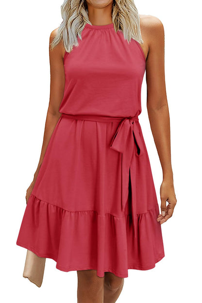 Robe Midi Femme en tissu léger, à volants, coupe fluide – Menvelo