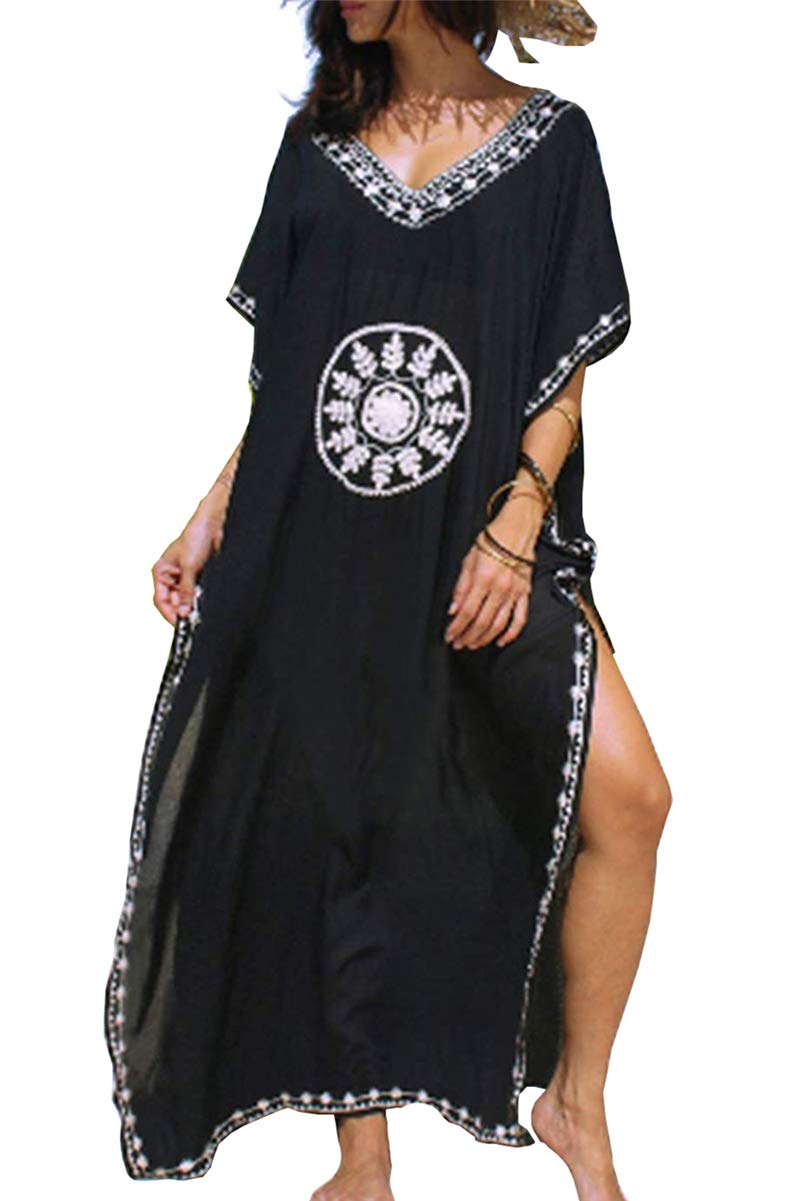 Eugenia Kimono Femme – Robe Plage Longue Ample, Col V & Manches Amples Cover-Up Été
