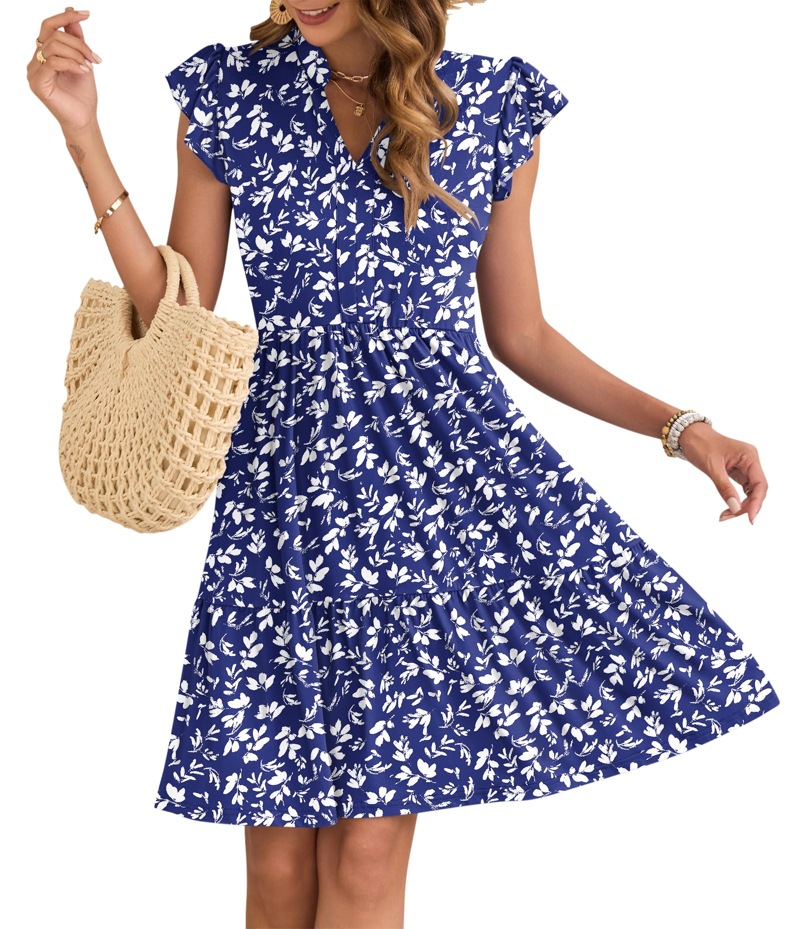 Robe Midi Femme en stretch, col V, coupe fluide – Menvelo