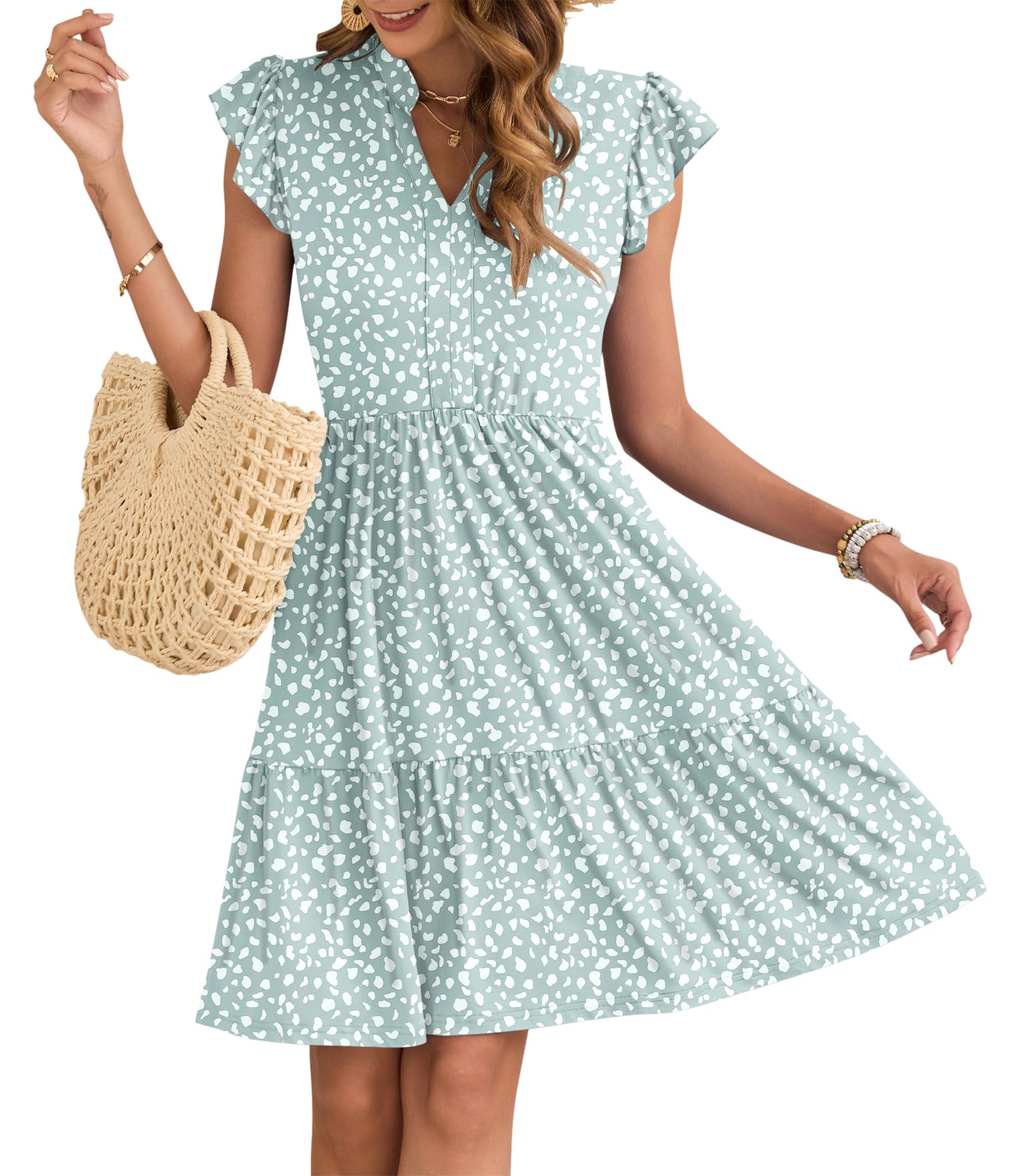 Robe Midi Femme en stretch, col V, coupe fluide – Menvelo