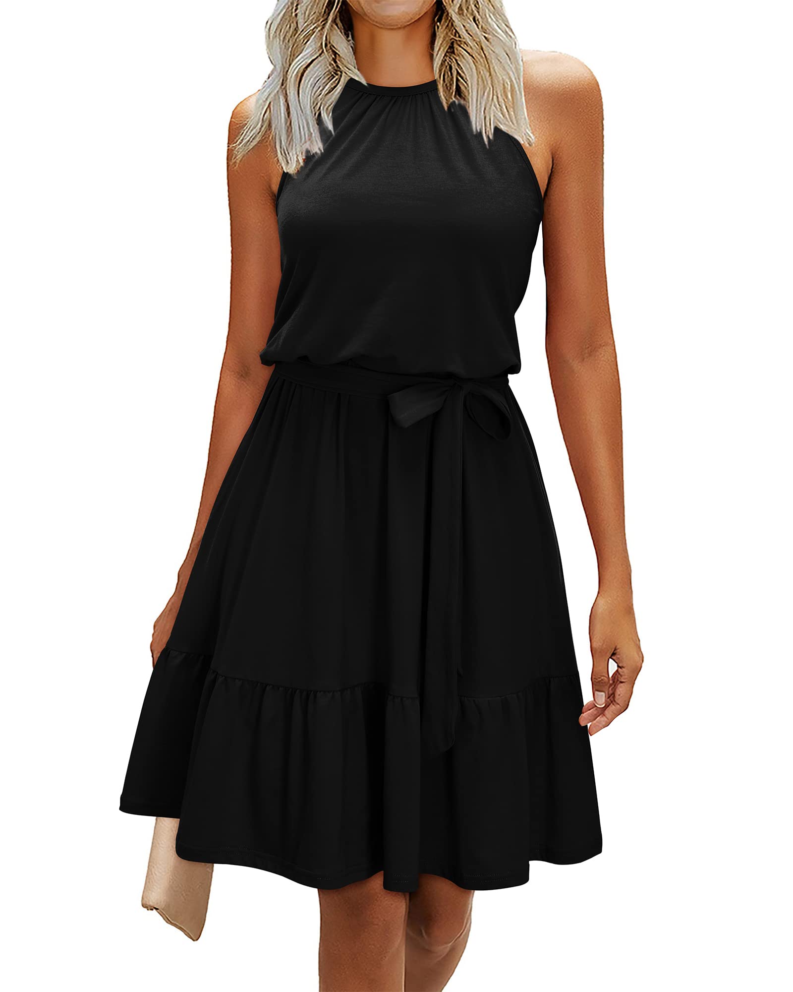 Robe Midi Femme en tissu léger, à volants, coupe fluide – Menvelo