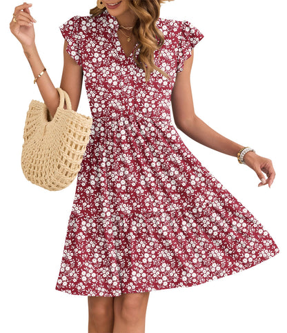 Robe Midi Femme en stretch, col V, coupe fluide – Menvelo