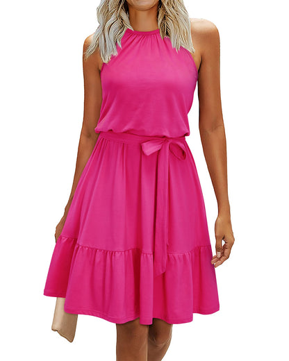 Robe Midi Femme en tissu léger, à volants, coupe fluide – Menvelo