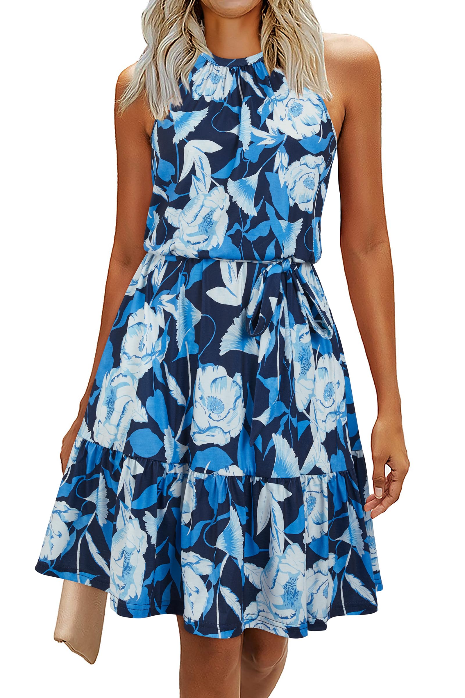 Robe Midi Femme en tissu léger, à volants, coupe fluide – Menvelo