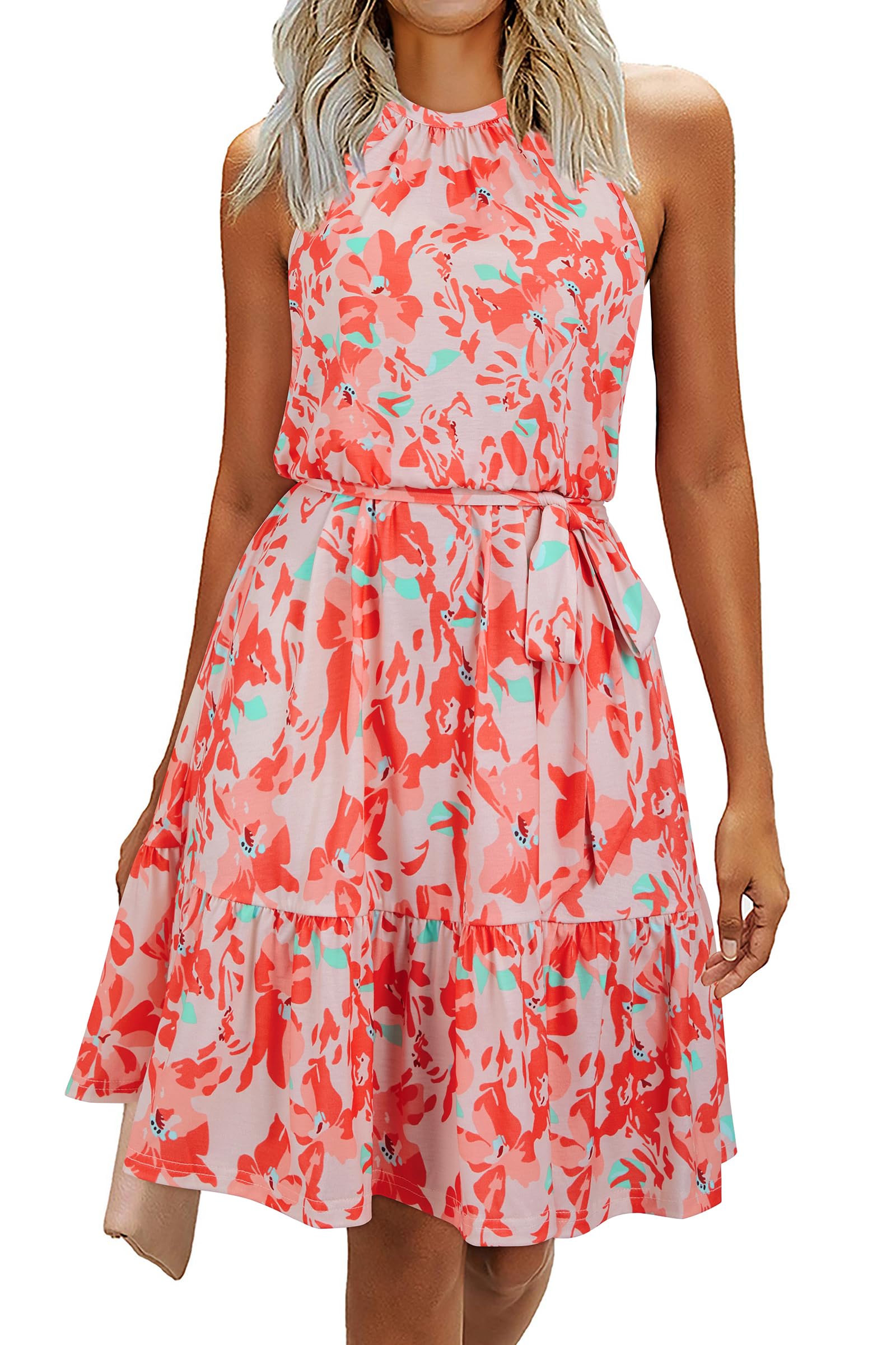 Robe Midi Femme en tissu léger, à volants, coupe fluide – Menvelo