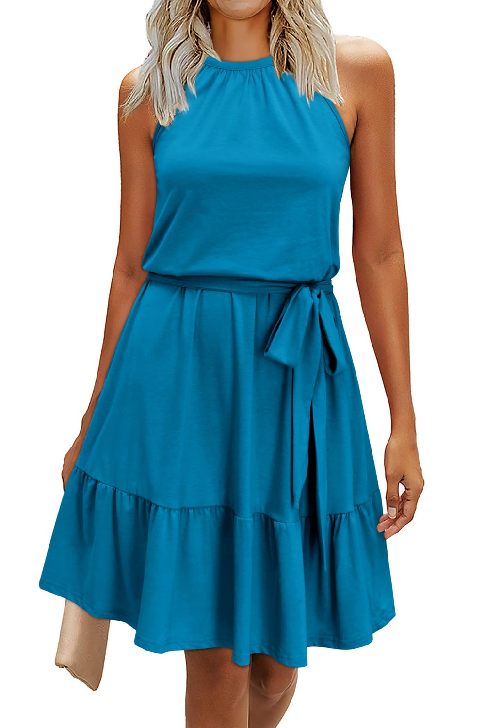 Robe Midi Femme en tissu léger, à volants, coupe fluide – Menvelo