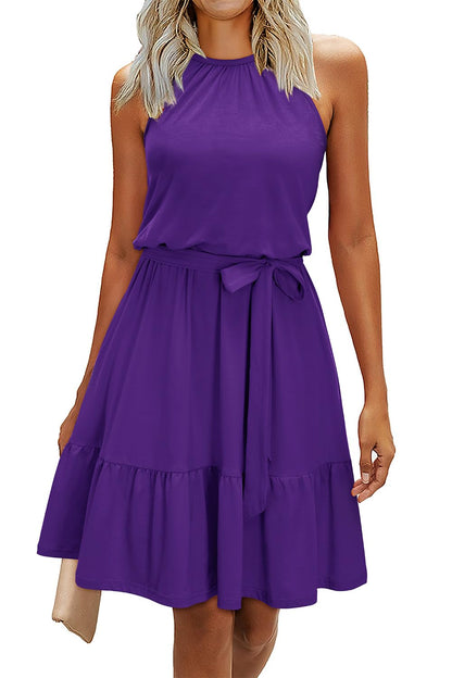 Robe Midi Femme en tissu léger, à volants, coupe fluide – Menvelo