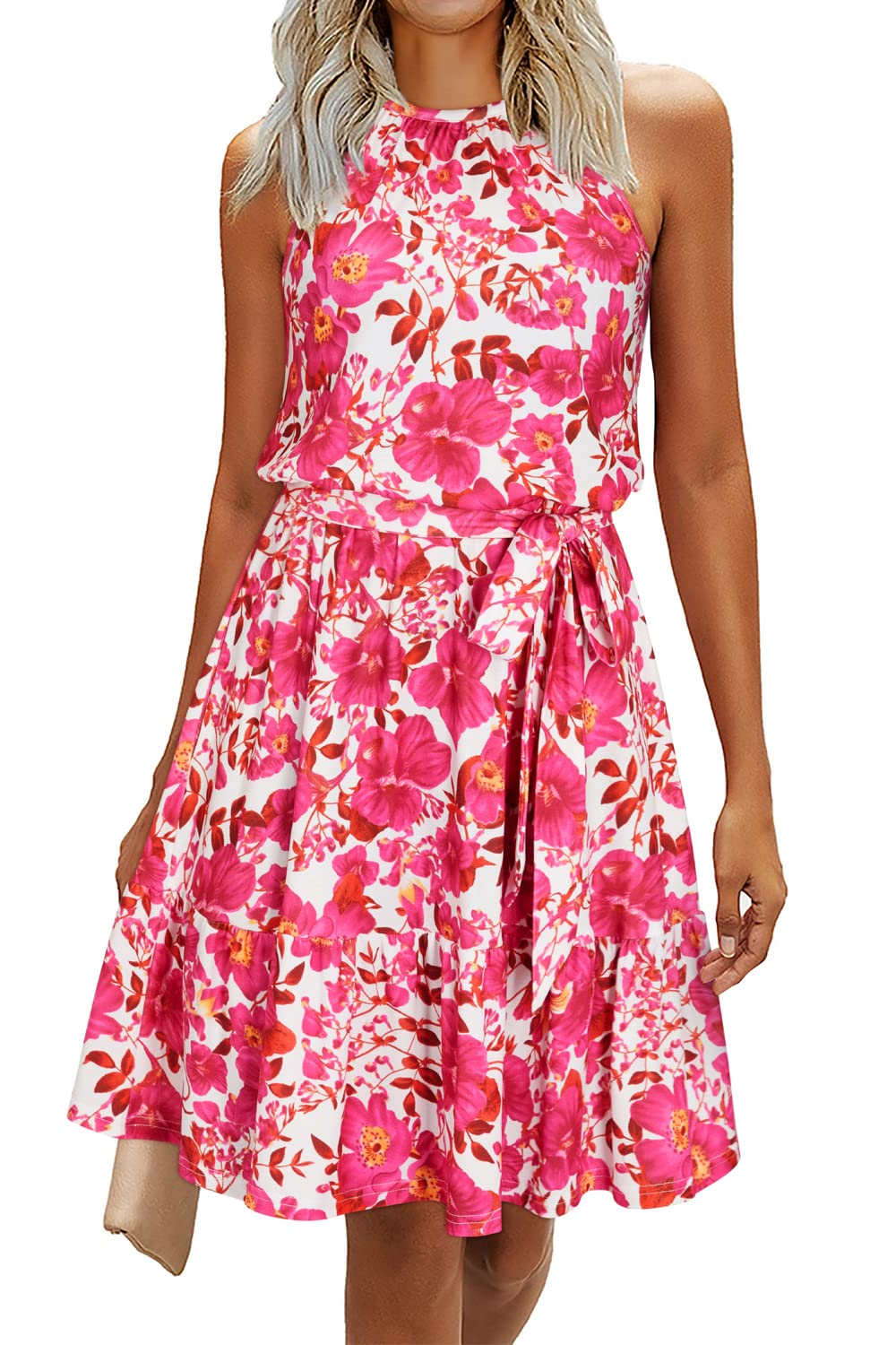 Robe Midi Femme en tissu léger, à volants, coupe fluide – Menvelo