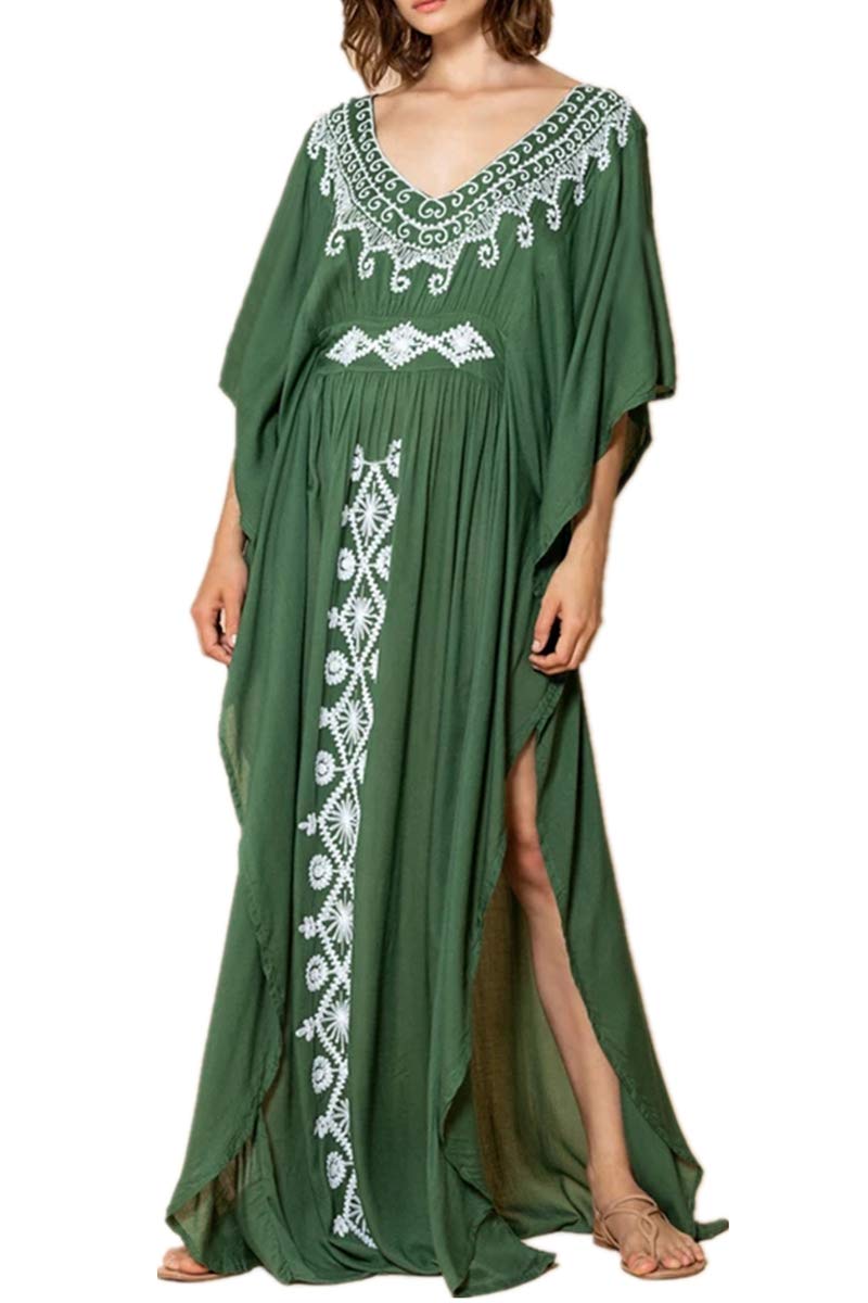 Eugenia Kimono Femme – Robe Plage Longue Ample, Col V & Manches Amples Cover-Up Été